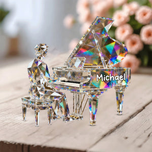 Pianist Custom Name Stained Glass Effect Acrylic Plaque, Pianist Gift