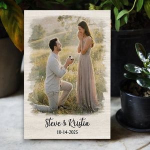 Personalized Couple Proposal Portrait Canvas Poster, Couple Proposal Gift, Engagement Gift for Him Her