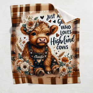 Just A Girl Who Loves Highland Cows Personalized Fleece Blanket