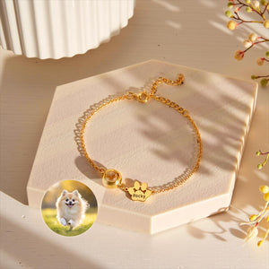 Personalized Pet Name Bracelet with Photo,Projection Bracelet for Pet Lover Gift
