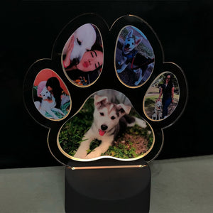 Custom Photo Dogs Paw Personalized Acrylic Block LED Night Light
