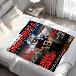 Personalized Football Magazine Cover Blanket, Football Player Gift, Football America Gifts
