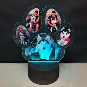 Custom Photo Dogs Paw Personalized Acrylic Block LED Night Light
