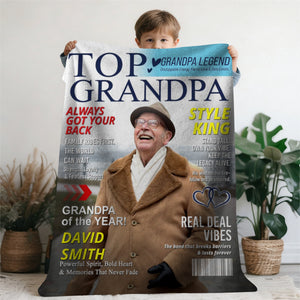 Personalized Grandpa Magazine Cover Blanket Gifts for Grandpa