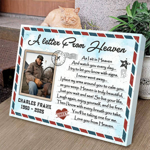 A Letter From Heaven – Personalized Memorial Gift For Loss Of Loved One Canvas Poster