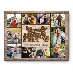 Papa Bear With Kid Personalized Daddy Bear Sign Canvas Poster Father’s Day Gift