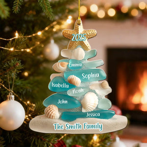 Family Sea Glass Christmas Tree - Personalized Ornament
