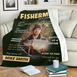 Custom Fishing Magazine Cover Blanket, Personalized Gift For Fishermen,Fishing Dad Gift, Angler Funny Fisherman Gift