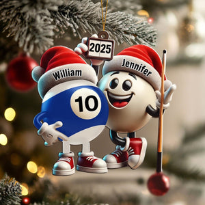 Custom Name Billiard Couple Ornament, Billiard Lover Christmas Gift