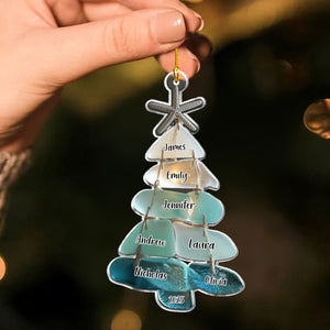 Family Sea Glass Christmas Tree - Personalized Family Ornament