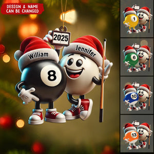 Custom Name Billiard Couple Ornament, Billiard Lover Christmas Gift