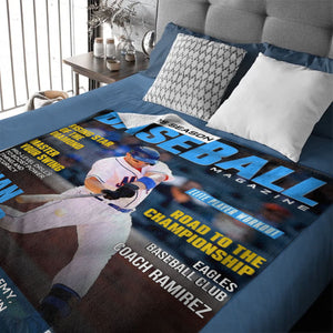 Personalized Baseball Magazine Cover Blanket, Baseball Player Gift