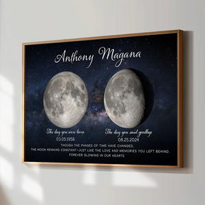 Lost Loved One Moon Phase Art Memorial Sympathy Gift Personalized Poster
