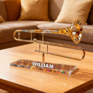 Trombone Custom Name Stained Glass Effect Acrylic Plaque, Music Plaque, Musician Gift