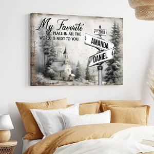 Classic Crossroad of Love - Custom Anniversary Personalized Couple Canvas Poster