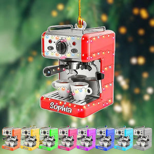 Personalized Coffee Machine Christmas Acrylic Ornament