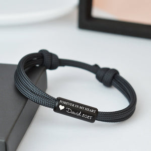 Custom In Loving Memory Bracelet "I Will Carry You With Me" Personalized Engraved Memorial Bracelet