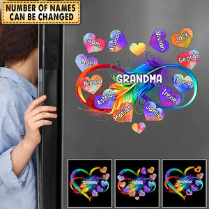 Personalized Grandma Mom Heart Rainbow Decal