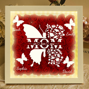 Mom Butterfly Mother's Day Gift - Personalized Flower Shadow Box With LED Light