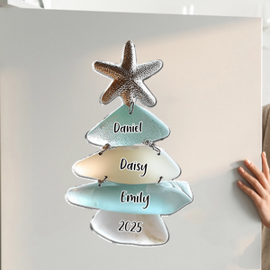 Family Sea Glass Christmas Tree - Personalized Family Sticker/Decal