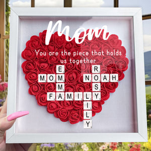 You Are The Piece That Holds Us Together - Personalized Flower Shadow Box With LED Light