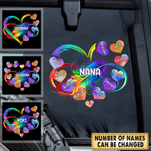 Personalized Grandma Mom Heart Rainbow Decal