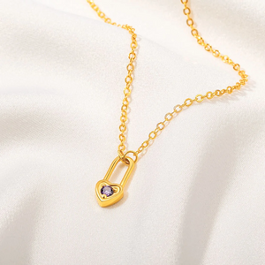 Personalized Tiny Heart Padlock Necklace with Birthstone Dainty Jewelry