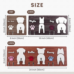 Personalized 2 Layers Wooden Dog Leash Key Hanger Gift For Dog Lover