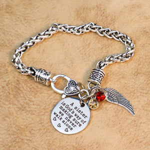 A sister is a god's way Personalized Antique Silver Bracelet