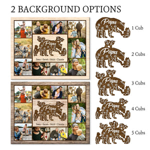 Papa Bear With Kid Personalized Daddy Bear Sign Canvas Poster Father’s Day Gift