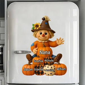Fall Season Grandma Scarecrow Grandkids Pumpkins Personalized Decal