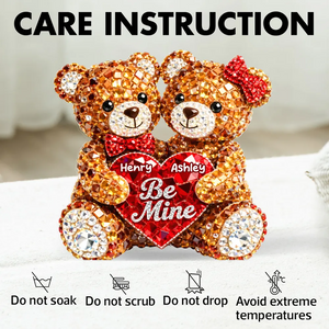 3D Shiny Effect Bear Couple - Personalized Acrylic Block Plaque - Heartfelt Valentine's Day Gift for Her, for Him