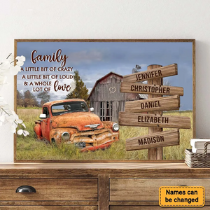 Personalized Family Old Barn and Vintage Vehicle Poster