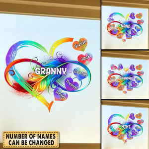 Personalized Grandma Mom Heart Rainbow Decal