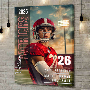 Any Sport, Name, Postion, Number, Team - Personalized Football Canvas And Poster