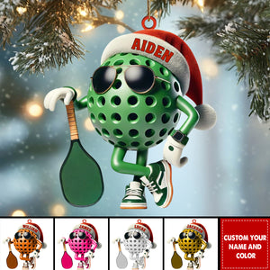 Personalized Custom Name Pickle Ball Ornament, Christmas Gift Decoration