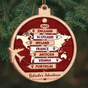 Explore The World, Cherish Each Adventure, Personalized Custom World Map And Airplane Ornament