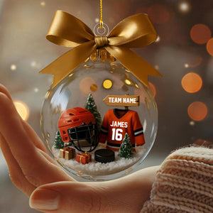 Personalized Hockey Transparent Ornament Gift for Hockey Lover