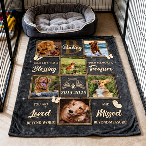 Personalized Pet Blanket Pet Memorial Gifts Pet Loss, Pet Sympathy Gift