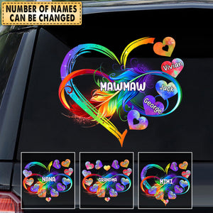 Personalized Grandma Mom Heart Rainbow Decal