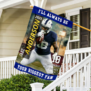 American Football Photo Flag My Heart Is On That Field - Personalized Gift For Football Player
