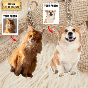 Custom Photo Happiness Is A Warm Puppy - Dog & Cat Personalized Keychain, Gift For Pet Owners, Pet Lovers