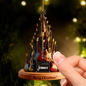 Personalized Guitar Christmas Tree Ornament,Musician Gift,Electric Guitar Holiday Decor,Music Lover