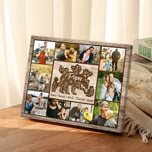 Papa Bear With Kid Personalized Daddy Bear Sign Canvas Poster Father’s Day Gift