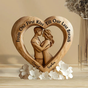 From First Kiss to Everlasting Love - Personalized Couple Custom Shaped Acrylic Plaque
