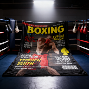 Personalized Boxing Magazine Cover Blanket Boxing Gifts, Boxing Retirement Gift, Boxing Coach Gift, Boxing Lover Gift