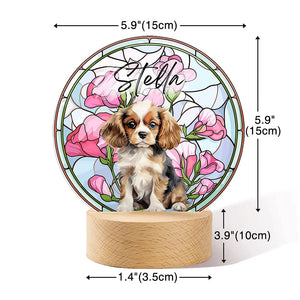 Custom Photo Birth Flowers Personalized Stained Acrylic Block LED Night Light