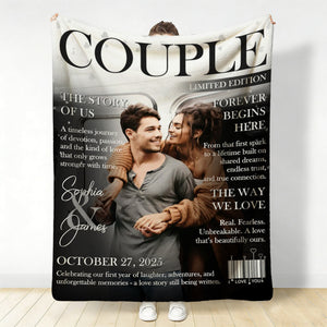Personalized Couple Magazine Cover Blanket, Romantic Couple Gift, Wedding Gift