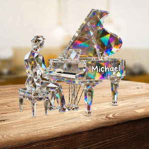 Pianist Custom Name Stained Glass Effect Acrylic Plaque, Pianist Gift