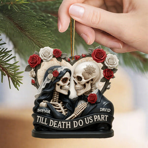 Till Death Do Us Part, Skeletons And Roses, Custom Acrylic Ornament, Personalized Gift For Couples and Art Lovers